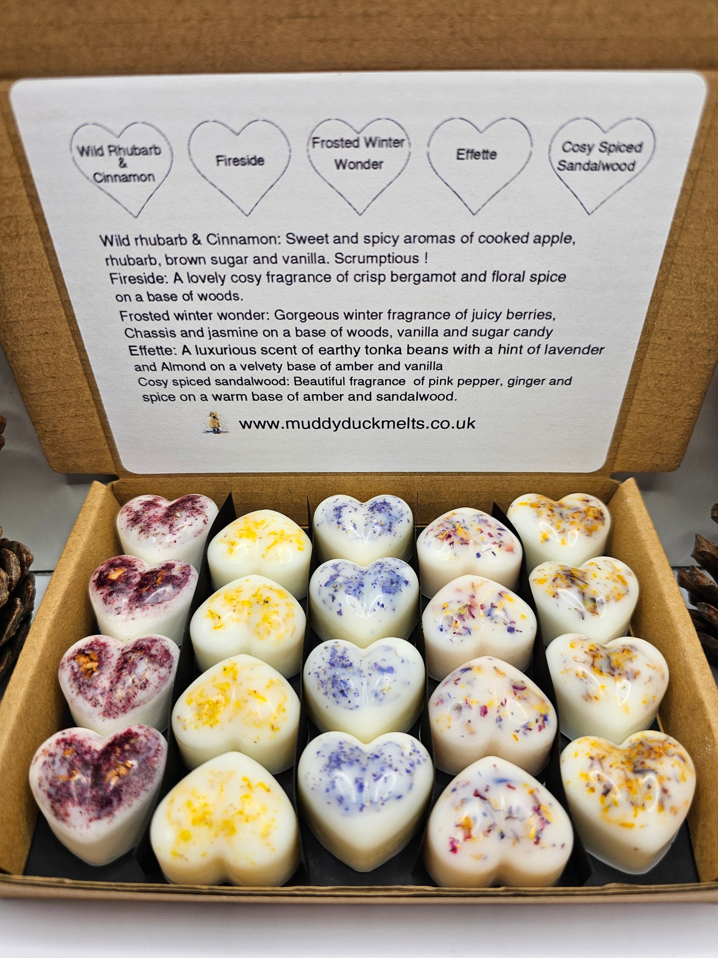 Winter Collection of 20 heart wax melts in gift box